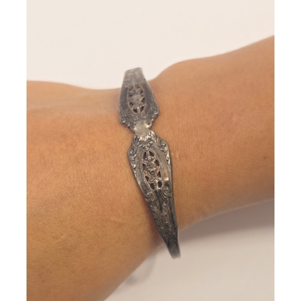 Antique Sterling Silver Wallace Silverware Cuff Bracelet 6.5"